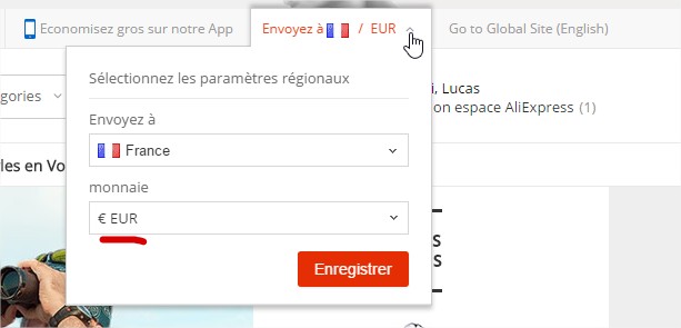 Mettre Prix AliExpress en Euro