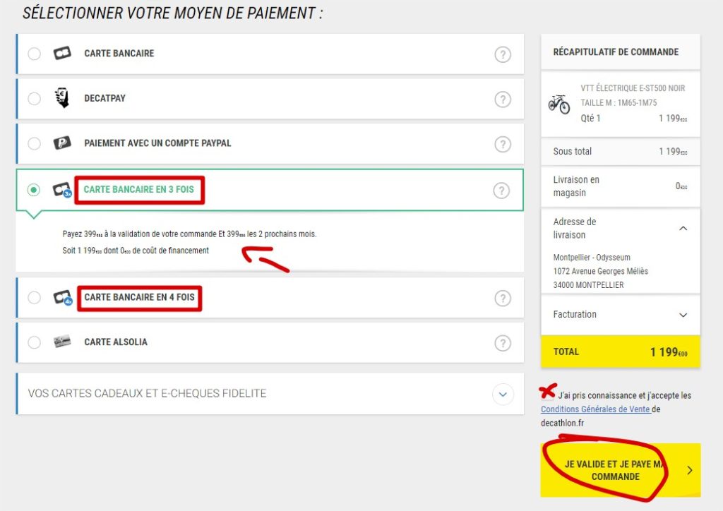 Comment payer en plusieurs fois sur Decathlon Conseil Géant