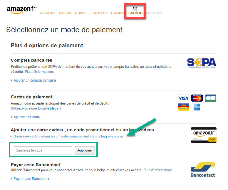 Où entrer le code promo Conseil Géant