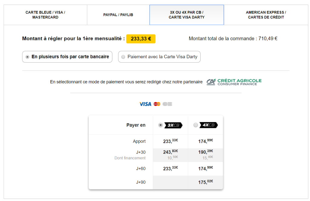 Comment payer en plusieurs fois sur Darty Conseil Géant