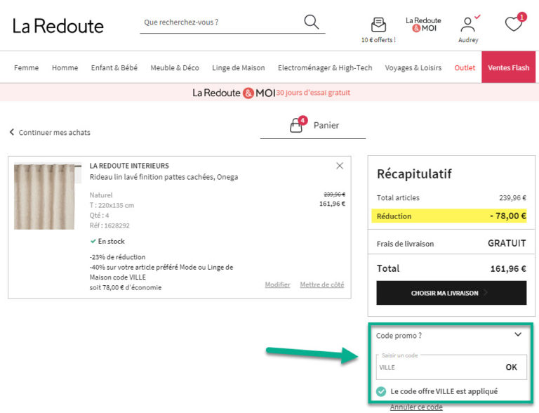 Où entrer le code promo Conseil Géant